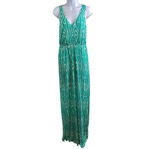 Anthropologie The Addison Story Green Ikat Maxi Dress Size S Boho Resort Beachy